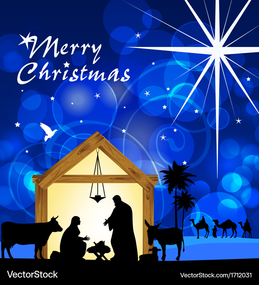 Nativity Scene with Star of Bethlehem Vector Image