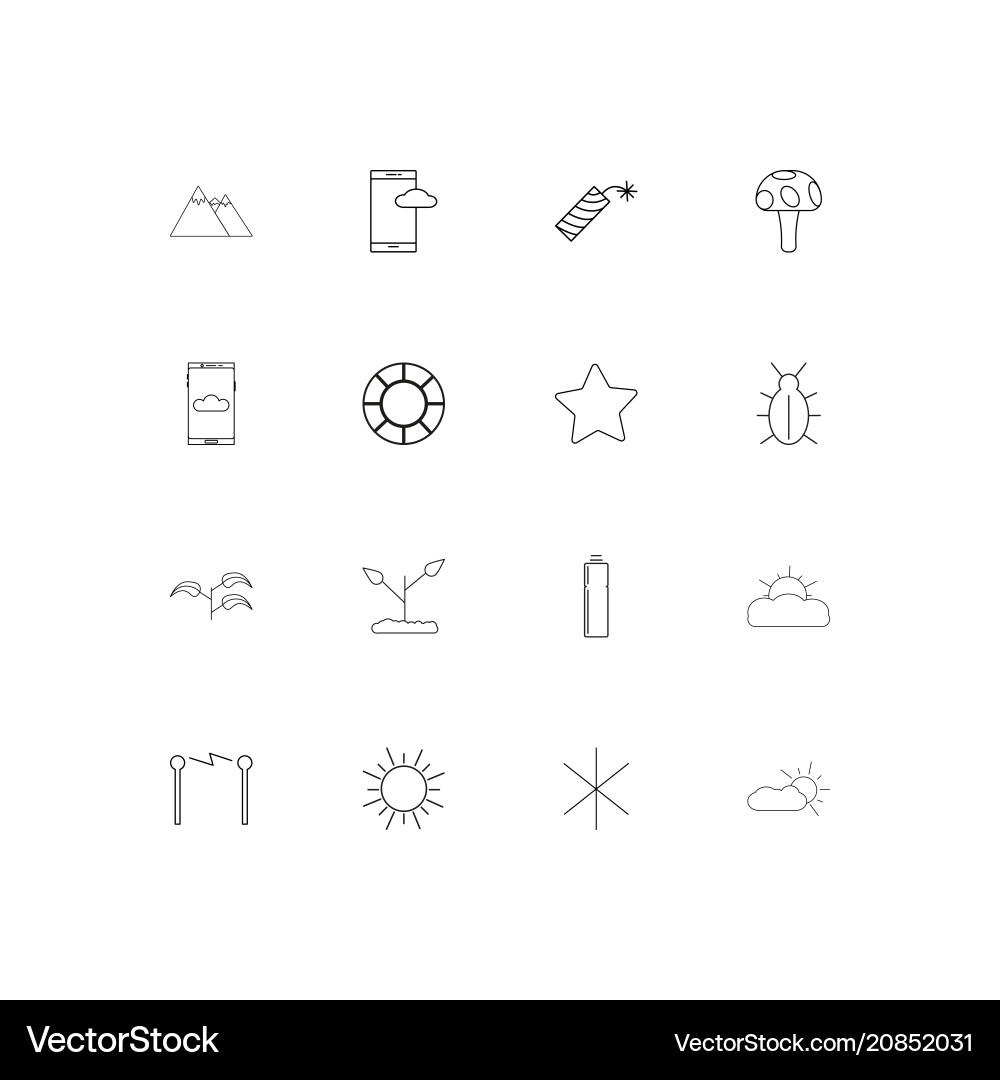 Nature linear thin icons set outlined simple Vector Image