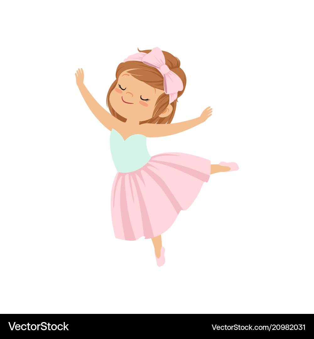 Süße Ballerina Mädchen in rosa Kleid tanzen Süße Ballerina Mädchen in rosa Kleid tanzen vektorbild