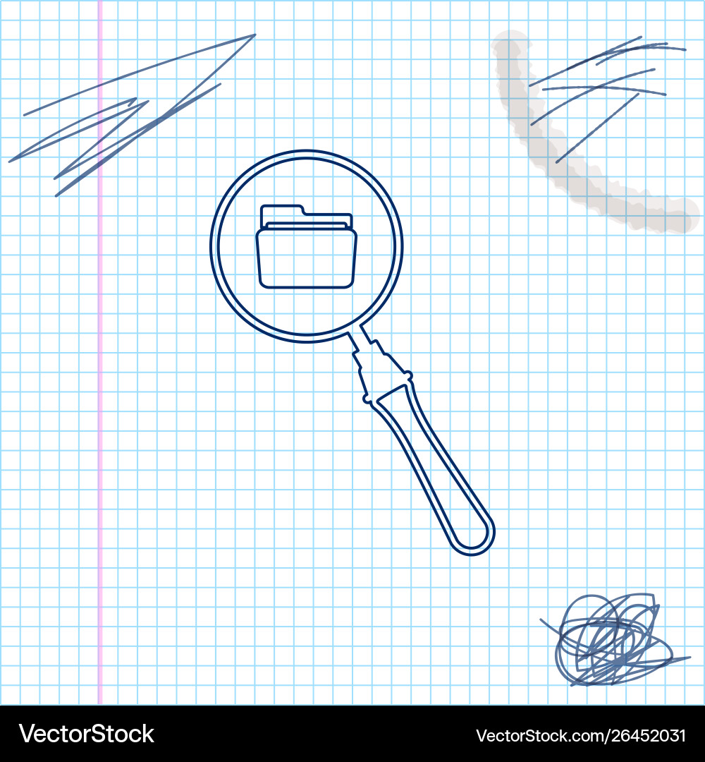 Search concept with folder line sketch icon Search concept with folder line sketch icon vector image