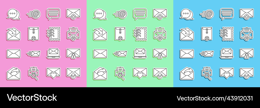 Set line envelope and check mark mail message Set line envelope and check mark mail message vector image