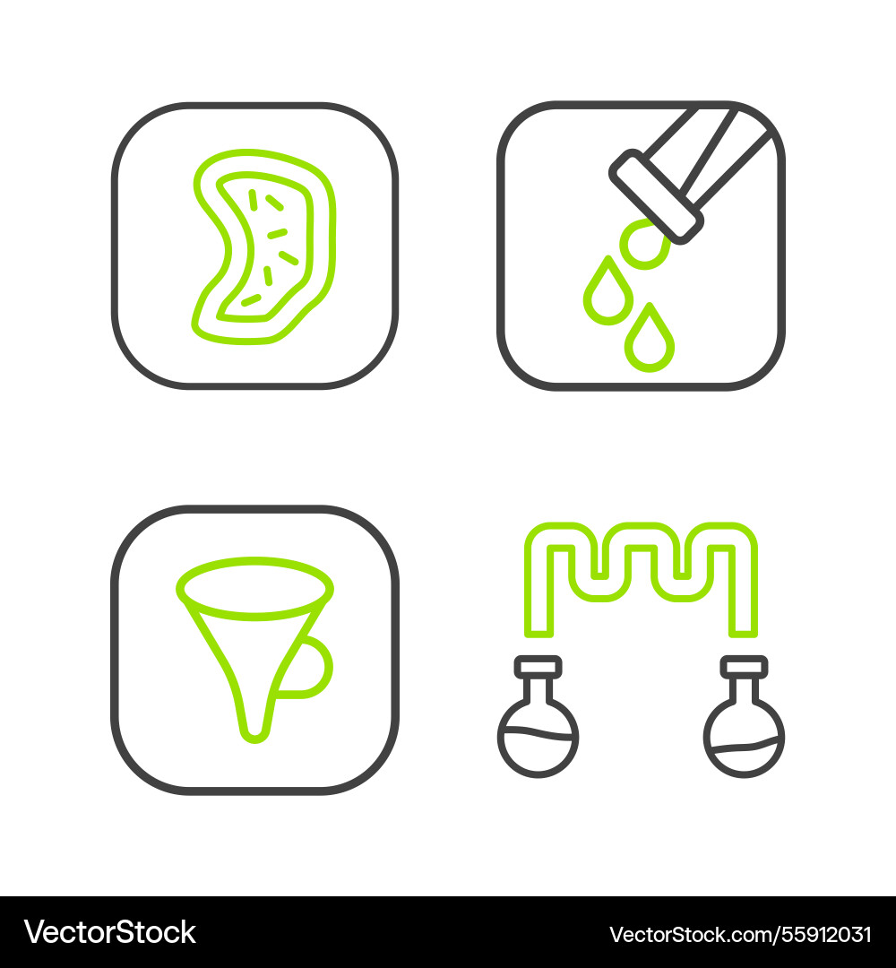 Set line test tube and flask funnel or filter Set line test tube and flask funnel or filter vector image