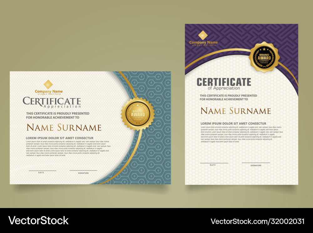 Set modern certificate template with dynamic Set modern certificate template with dynamic vector image
