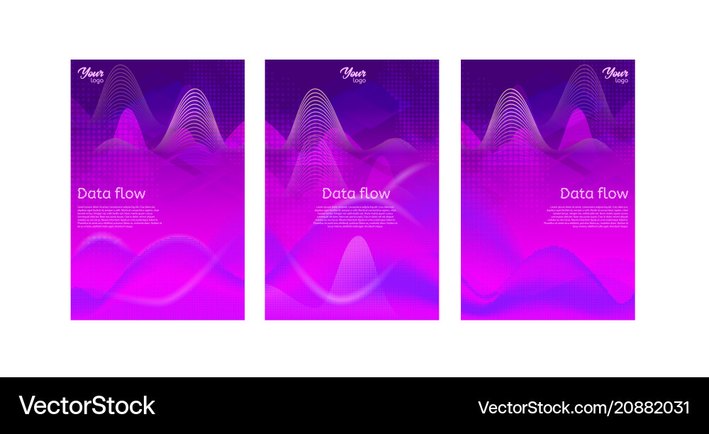 Set of data flow posters abstract background Set of data flow posters abstract background Vector Image