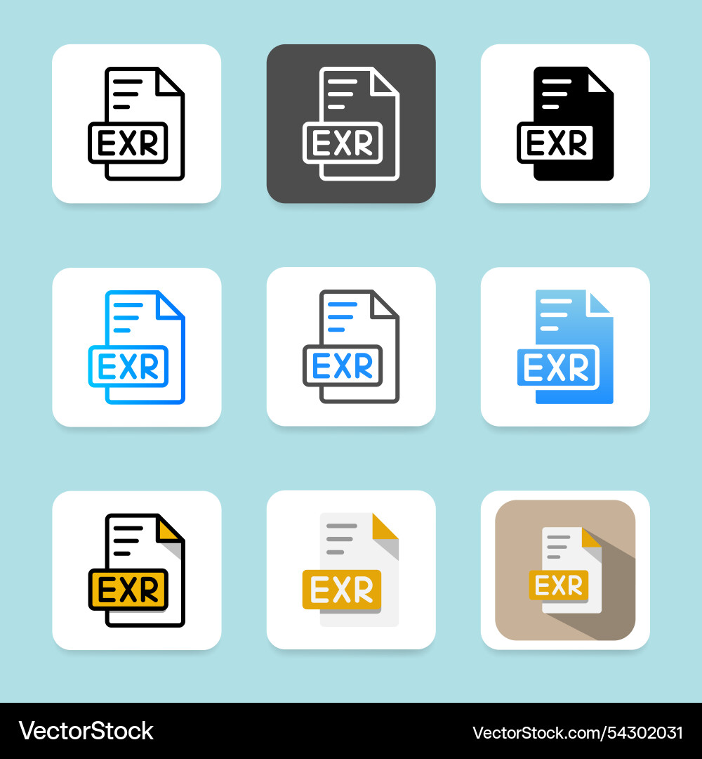 Set of exr file type icons can be for format Set of exr file type icons can be for format vector image