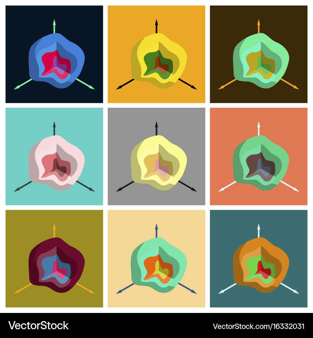 Set of flat icons on stylish background graph vector image