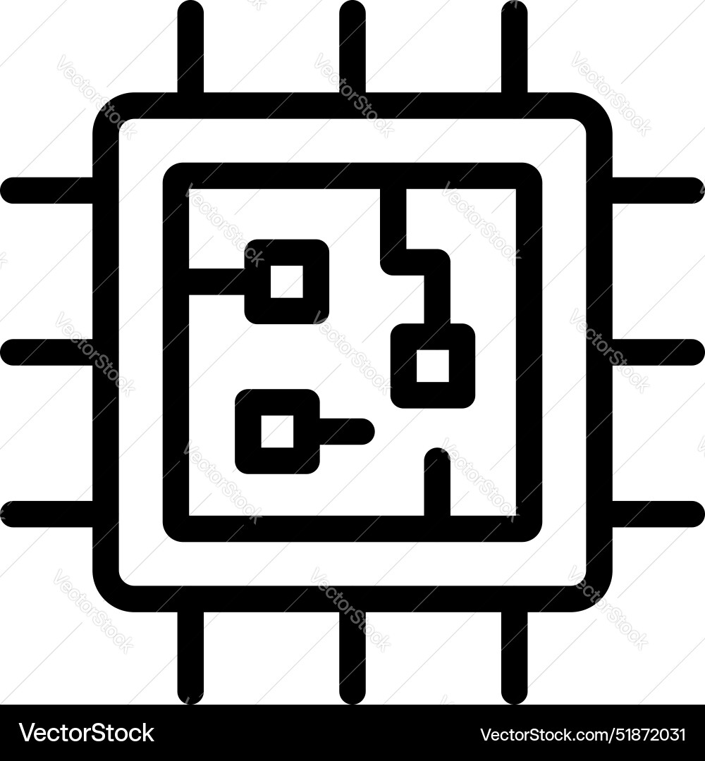 Simple line icon representing a microchip Simple line icon representing a microchip vector image