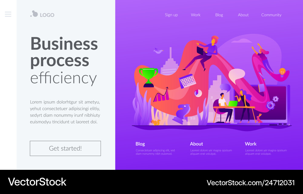 Workflow landing page template Workflow landing page template vector image