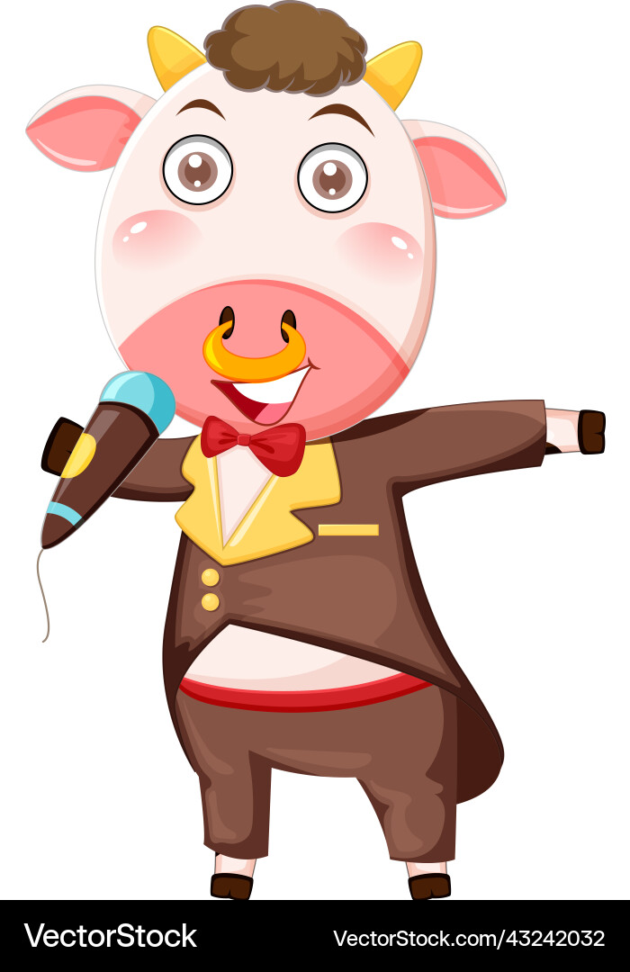 A cow singing cartoon character Vector Image