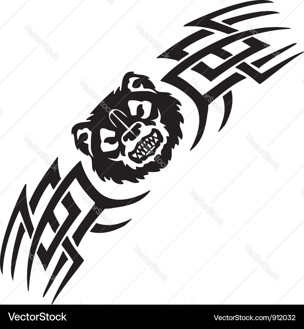 Bear and symmetric tribals vector image