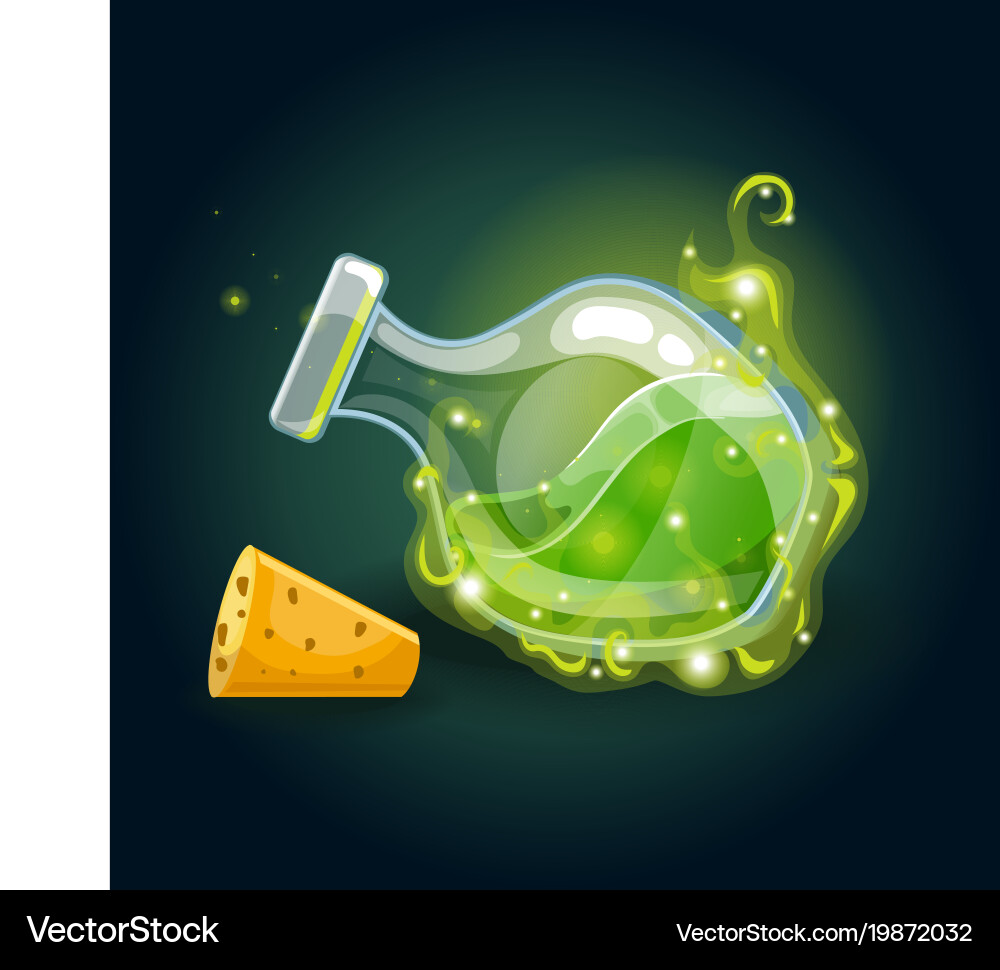 Bottle with magic smog and elixir vector image