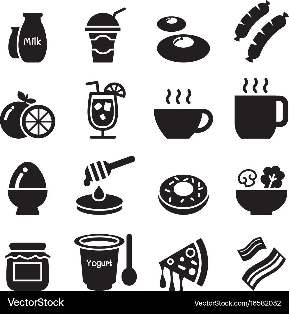 Breakfast icons set1 Royalty Free Vector Image