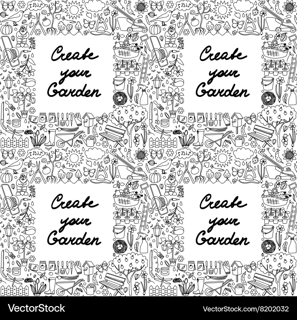 Create your garden frame seamless pattern vector image