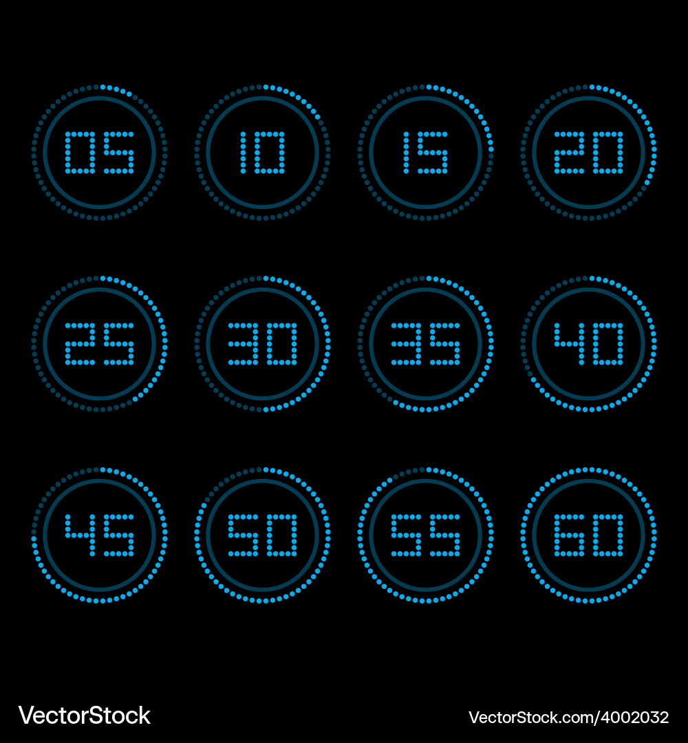 Digital countdown timer with five minutes interval vector image