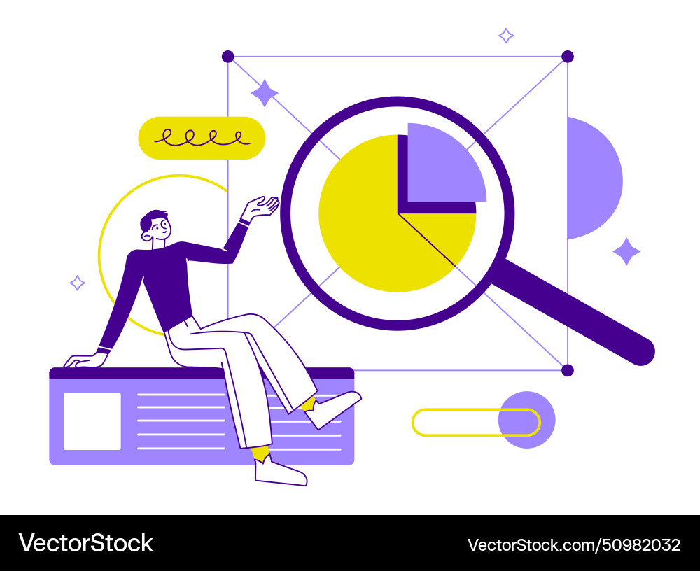 Employee is working with data Vector Image