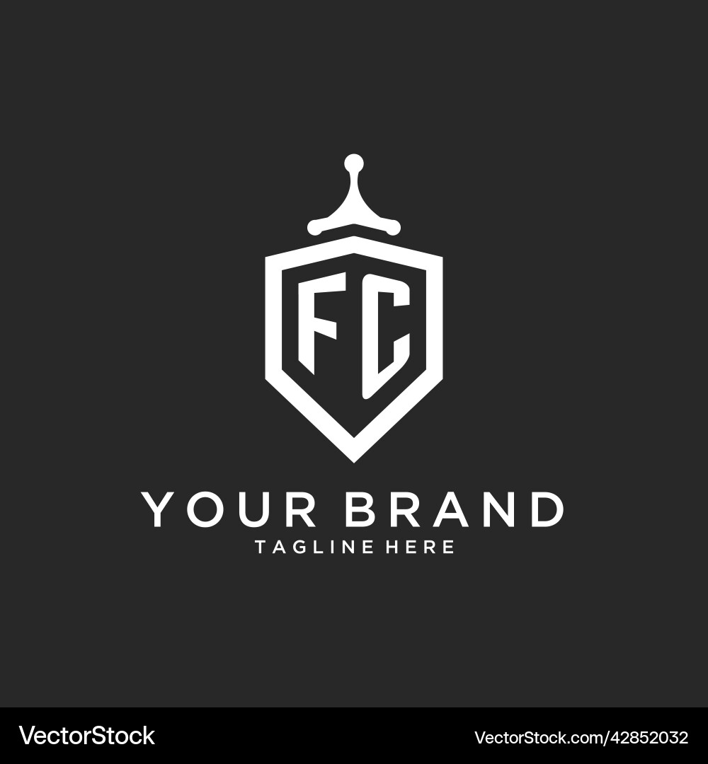 Fc monogram logo initial with shield guard shape Fc monogram logo initial with shield guard shape Vector Image