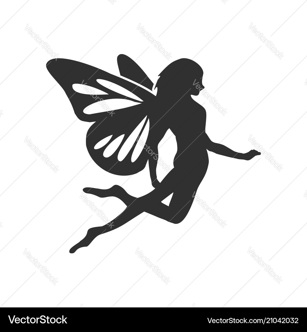 Flying fairy silhouette character design Flying fairy silhouette character design vector image