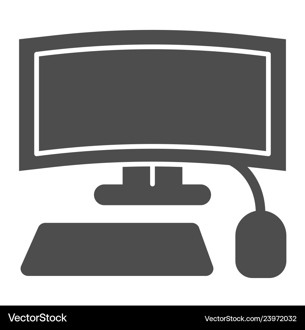 Gaming curved display solid icon computer Gaming curved display solid icon computer vector image