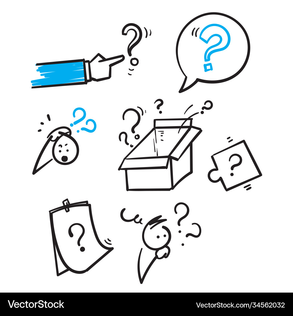 Hand drawn simple set question related line Hand drawn simple set question related line vector image