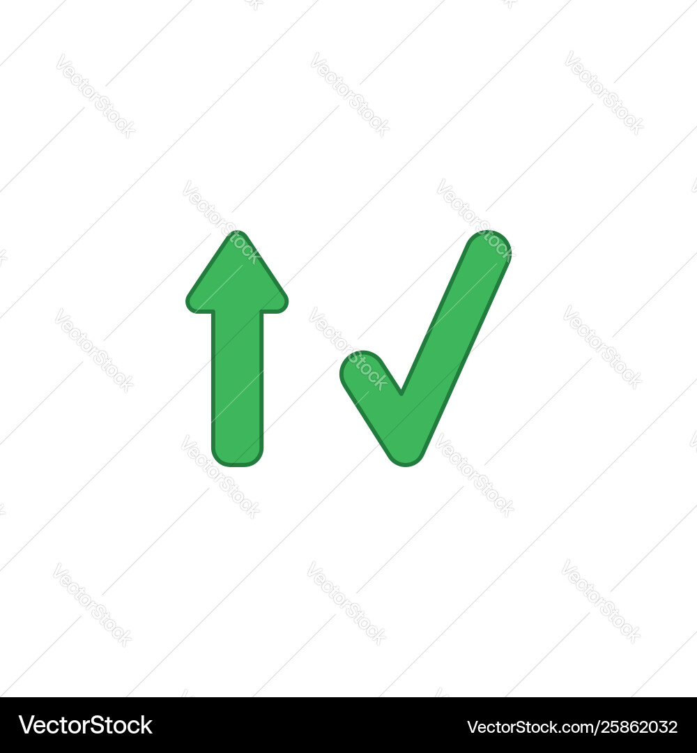 Icon concept arrow pointing up and check mark Icon concept arrow pointing up and check mark vector image