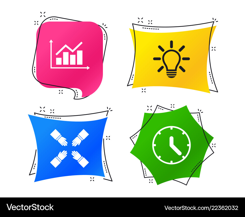 Lamp idea and clock time graph chart diagram Lamp idea and clock time graph chart diagram vector image