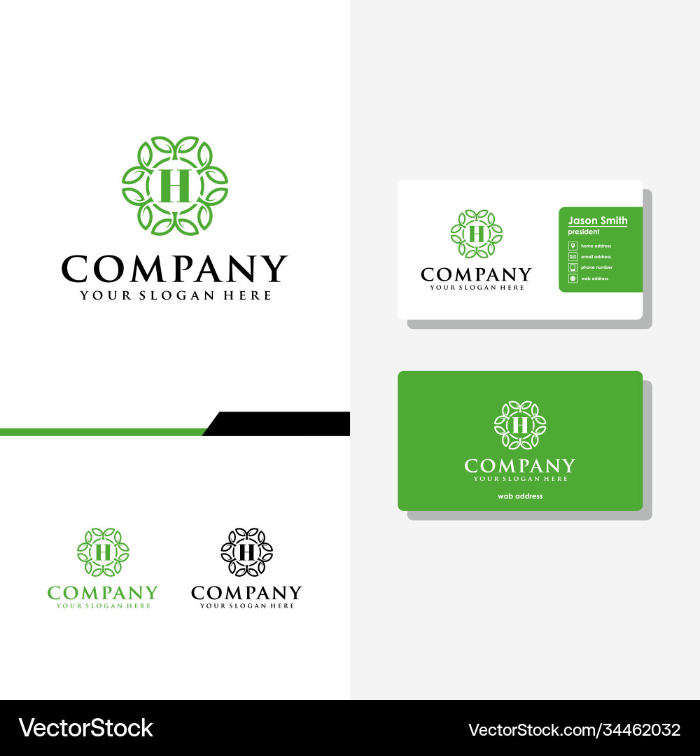 Letter h ornament leaf logo design and business Letter h ornament leaf logo design and business vector image