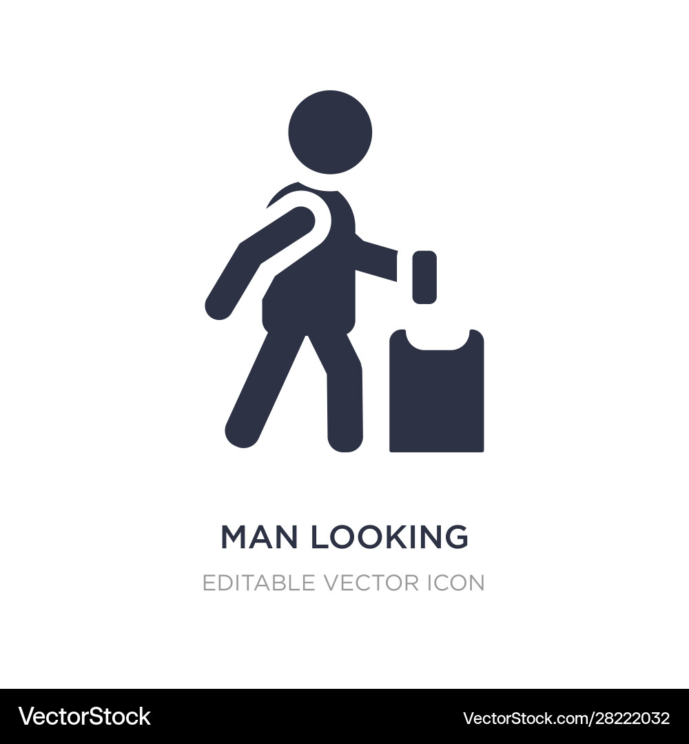 Man looking through garbage container icon Man looking through garbage container icon vector image