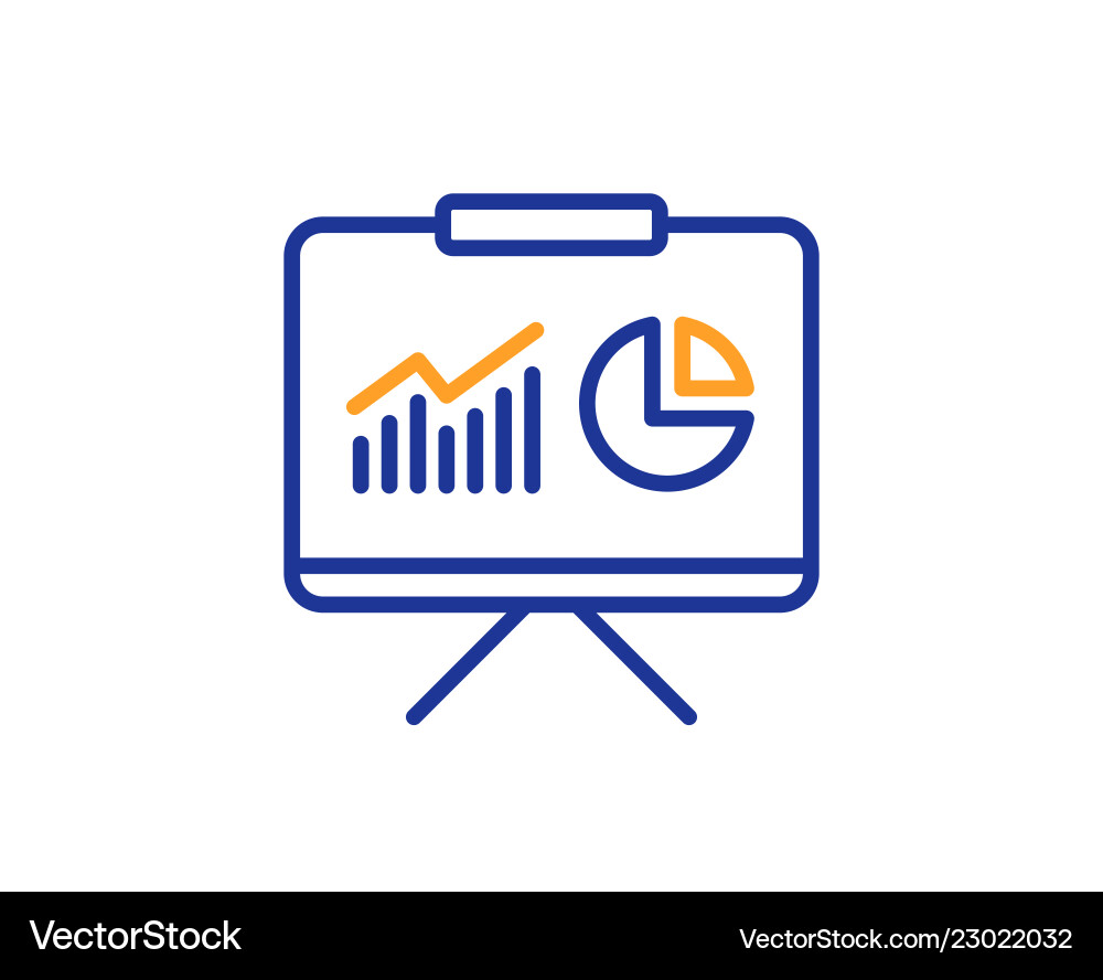 Presentation board line icon report chart sign Presentation board line icon report chart sign vector image