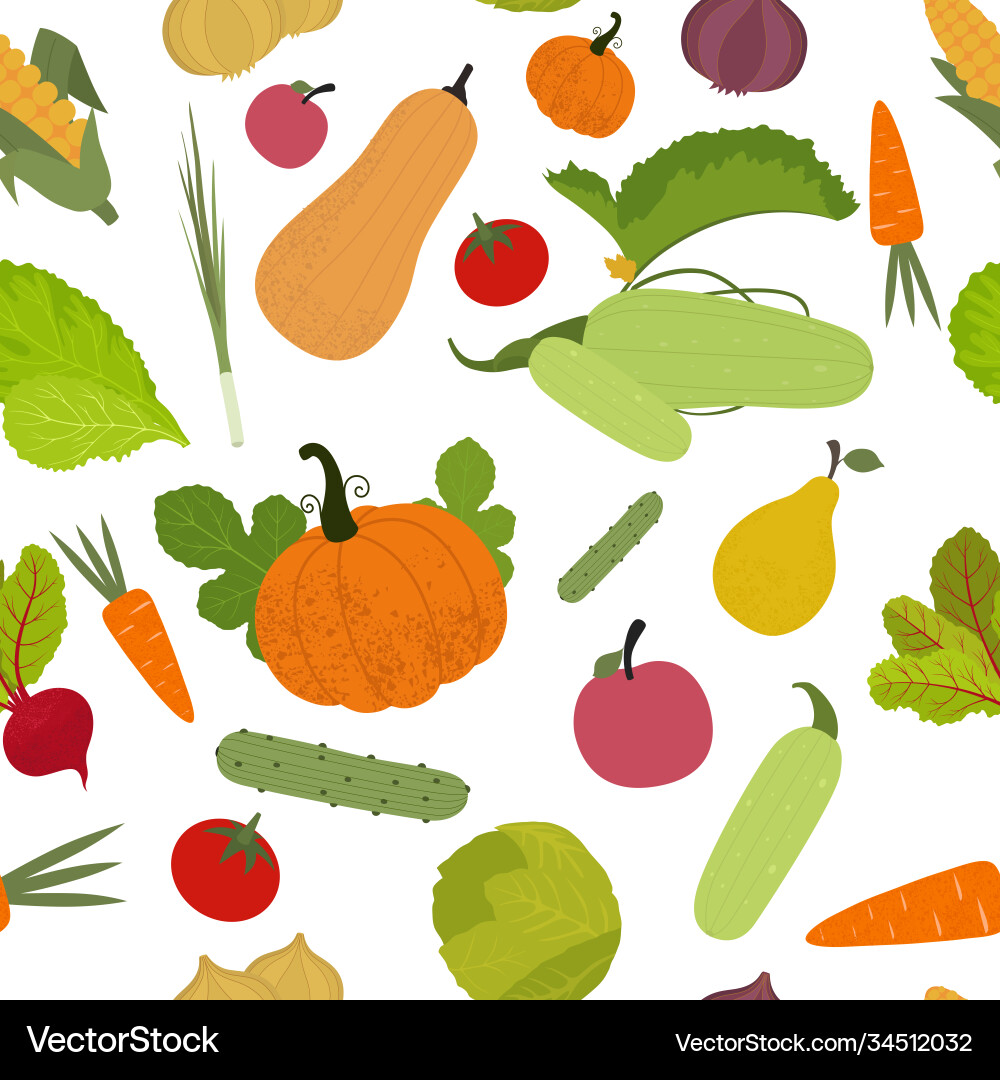 Seamless pattern with vegetables in a flat style Vector Image