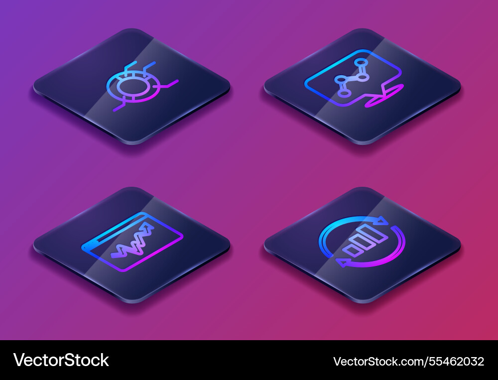 Set isometric line pie chart infographic graph Set isometric line pie chart infographic graph Vector Image