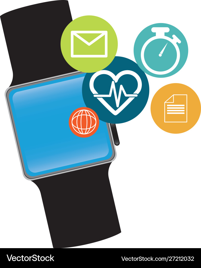 Smart watch technology with applications menu Vector Image