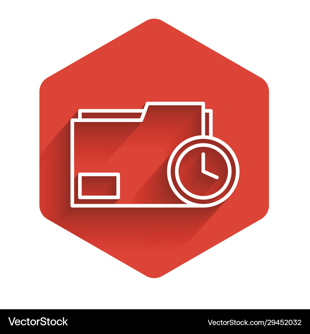 White line document folder with clock icon White line document folder with clock icon vector image