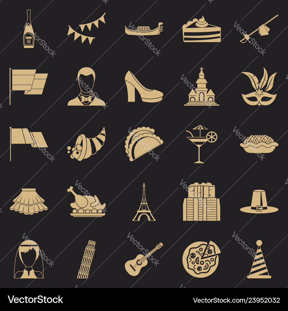 Wine icons set simple style Vector Image