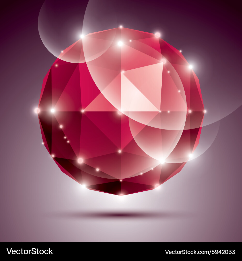 Abstract 3d ruby twinkle sphere with sparkles red vector image