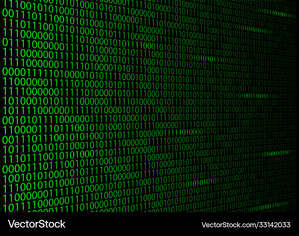 Binary matrix on a black background with numbers vector image