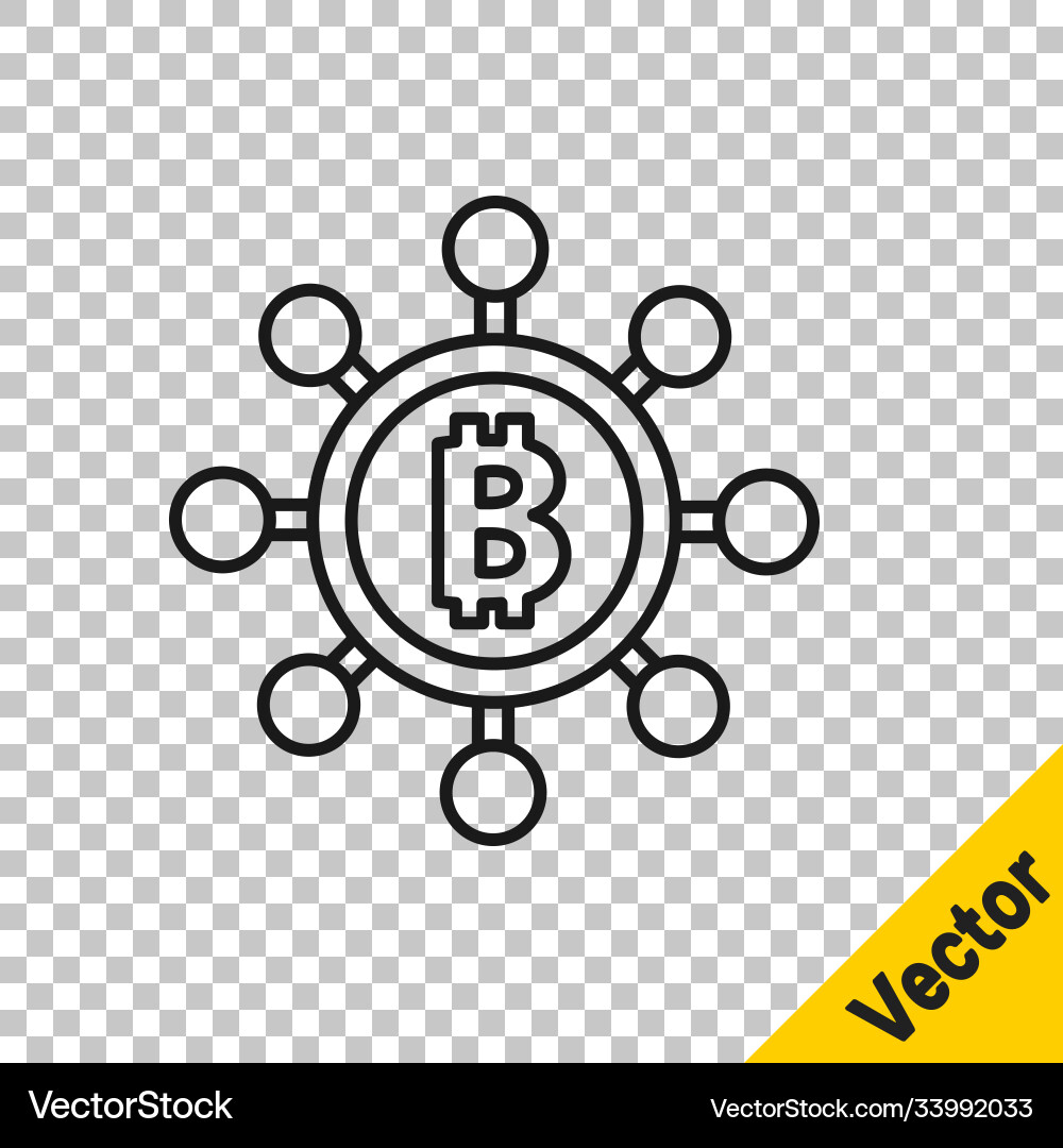 Black line blockchain technology bitcoin icon Black line blockchain technology bitcoin icon vector image