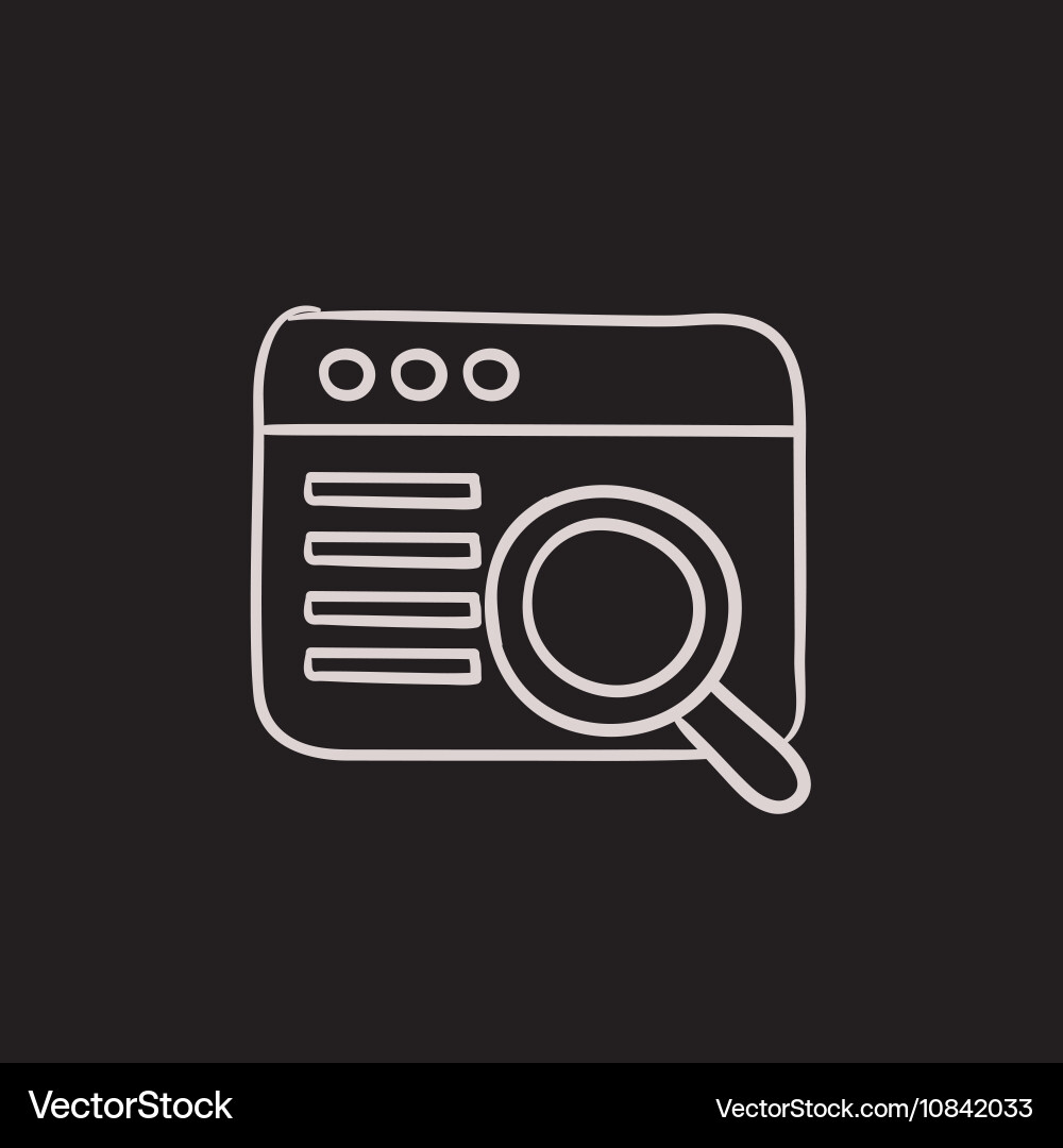 Browser window with magnifying glass sketch icon Vector Image