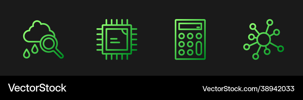 Cloud Calculator with Rain & Processor Icons vector image