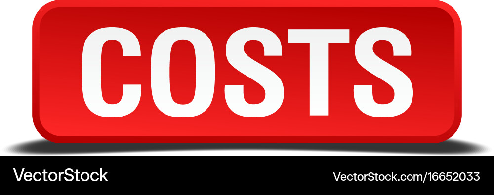 Costs red three-dimensional square button vector image