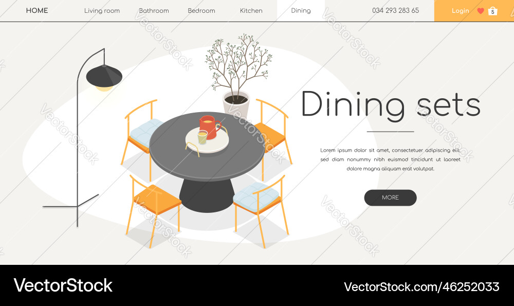 Dining sets - line design style isometric web Vector Image