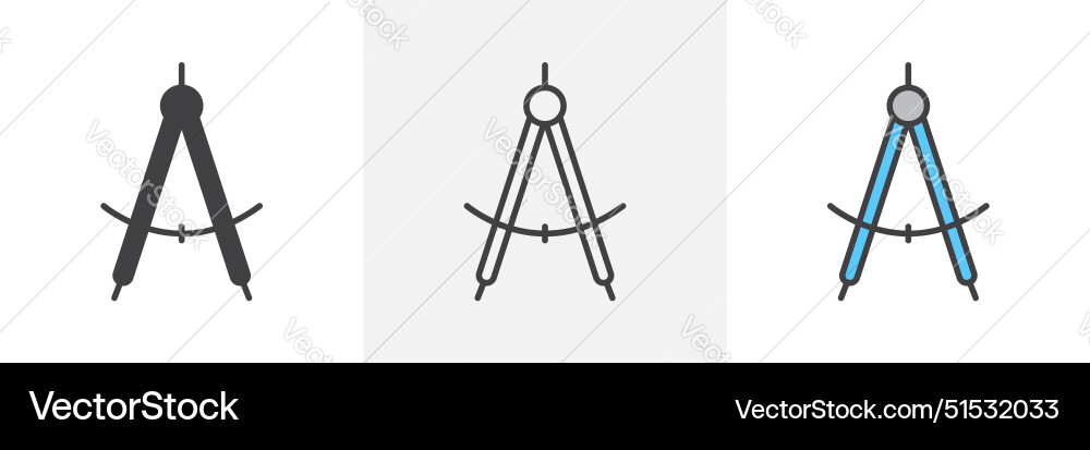 Drafting compass icon set architect architecture Drafting compass icon set architect architecture Vector Image