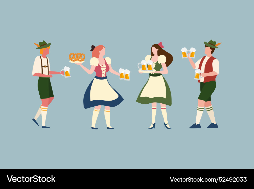 Group of people drink beer oktoberfest party Group of people drink beer oktoberfest party vector image