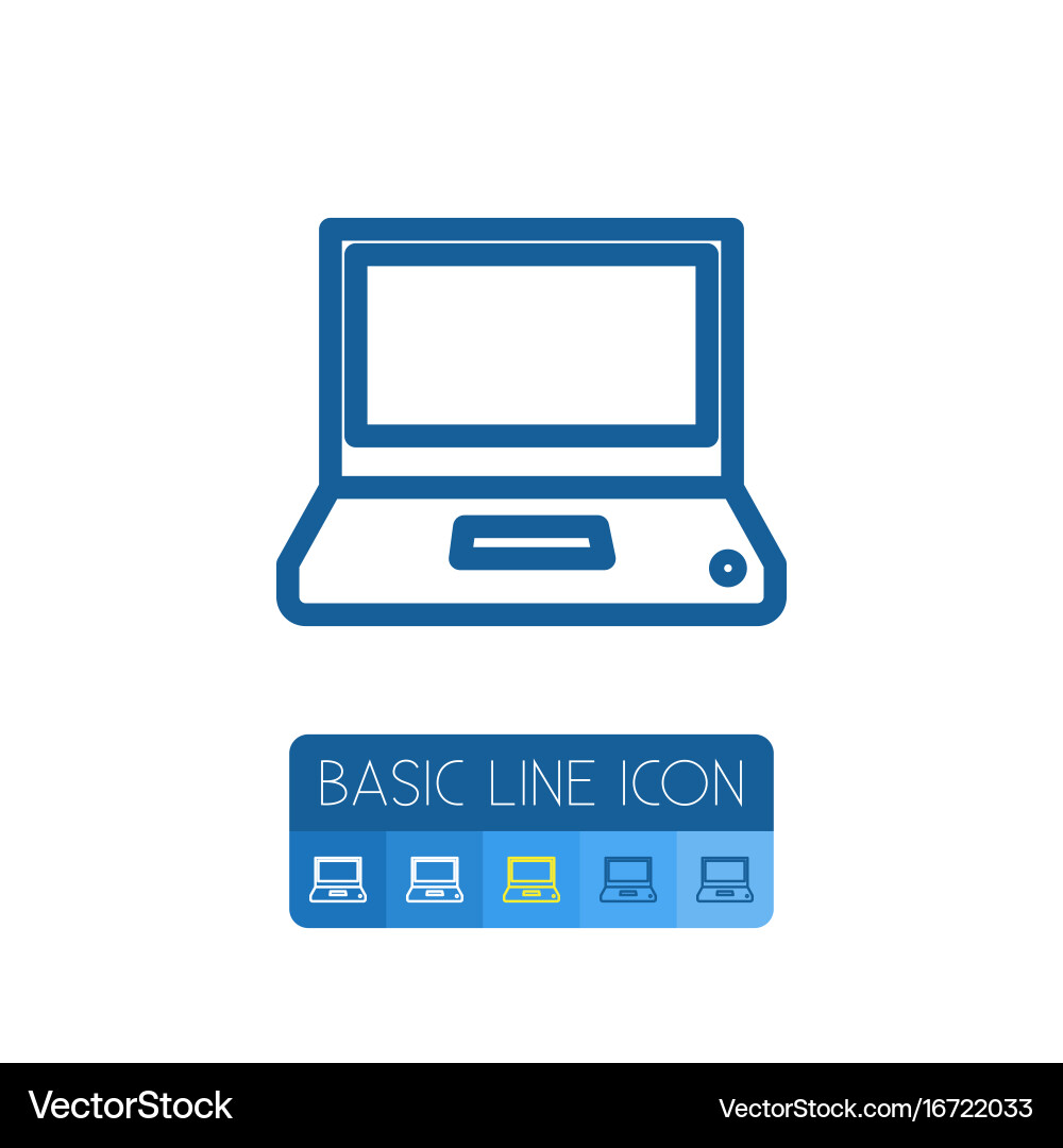 Isolated computing outline monitor element vector image