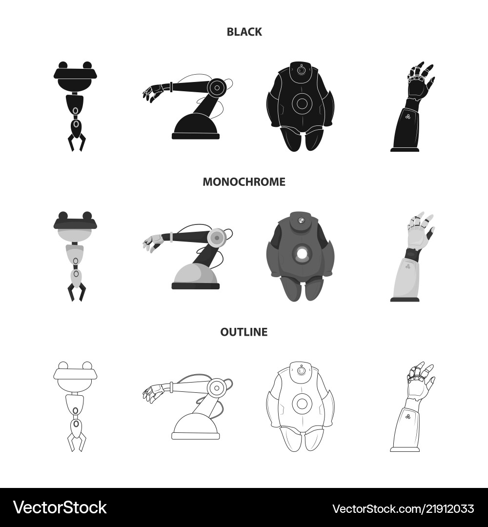 Isolated object of robot and factory logo set Isolated object of robot and factory logo set vector image