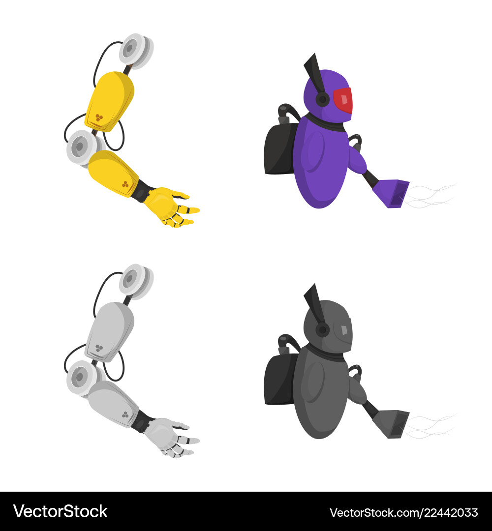 Isolated object of robot and factory logo set Isolated object of robot and factory logo set vector image