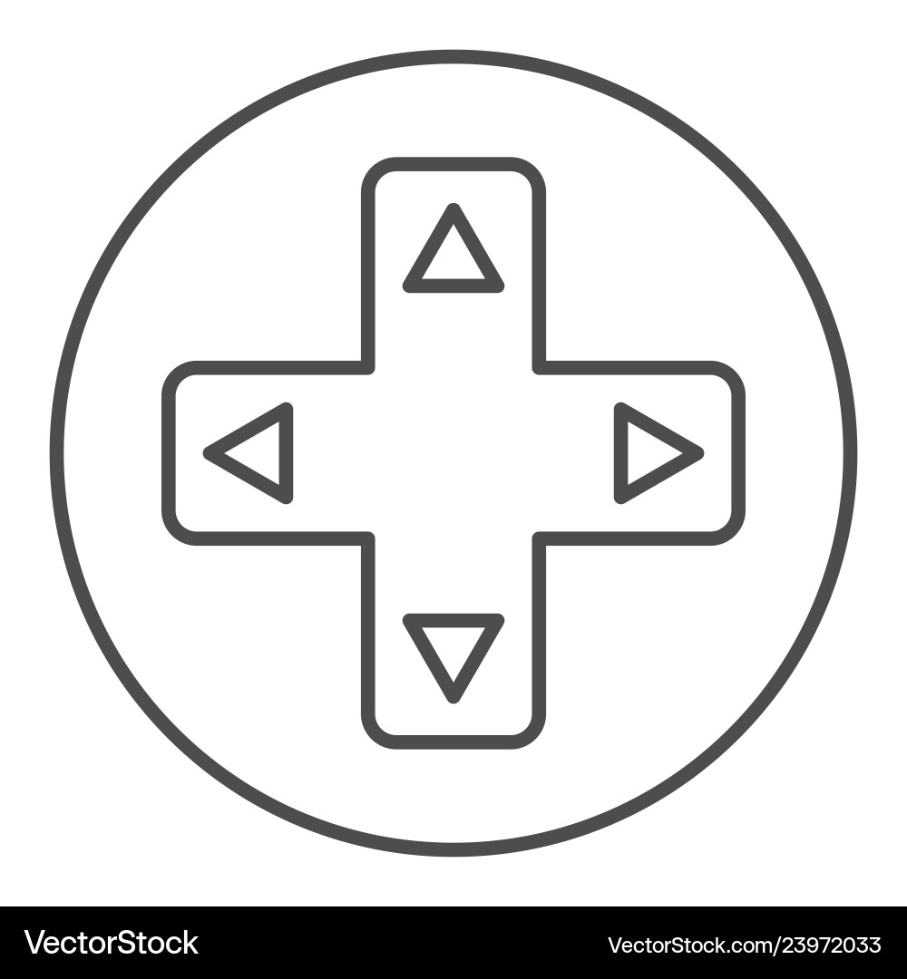 Joystick button with arrows thin line icon game Joystick button with arrows thin line icon game Vector Image