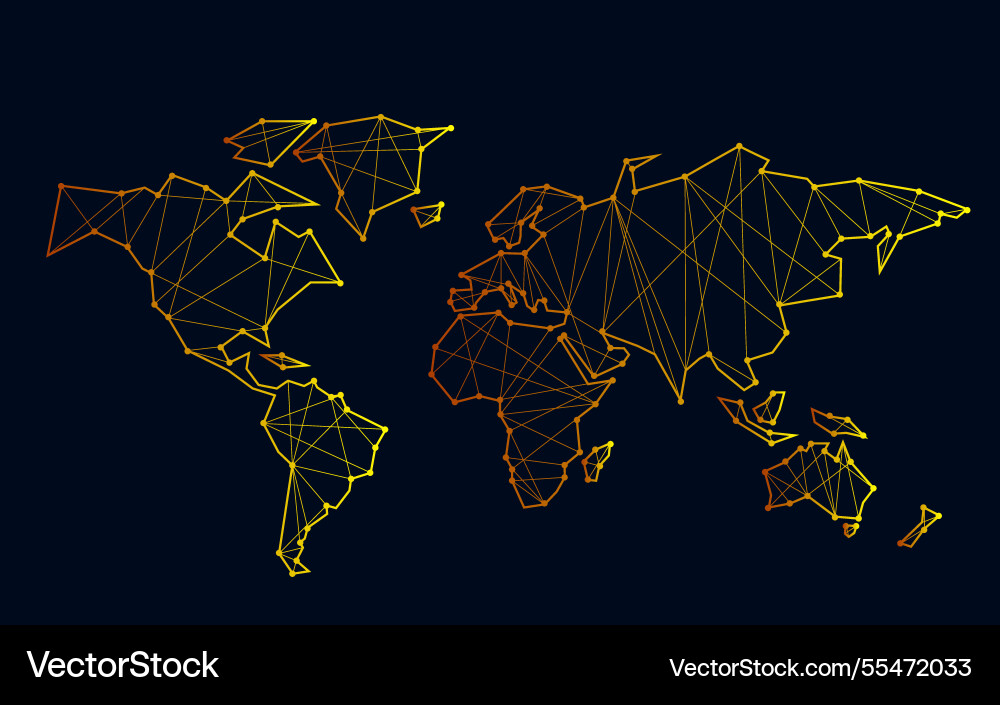 Polygonal abstract world map with connected lines Polygonal abstract world map with connected lines vector image