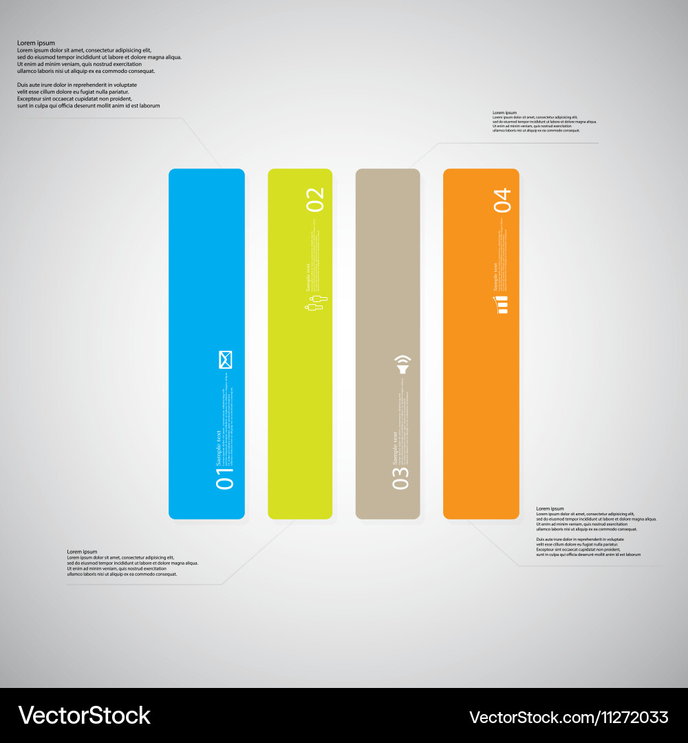 Rectangle template consists of four color parts Vector Image
