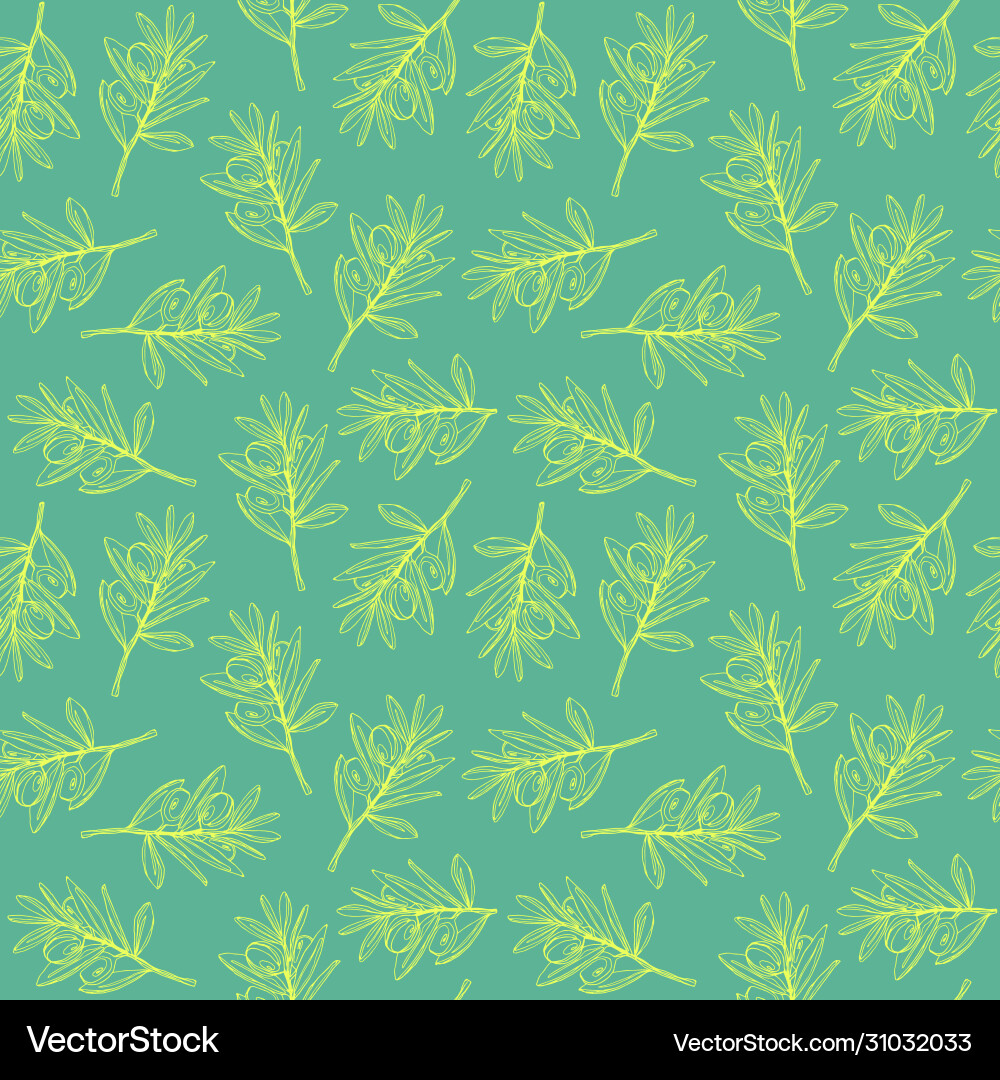 Seamless pattern with image olive branch Seamless pattern with image olive branch vector image