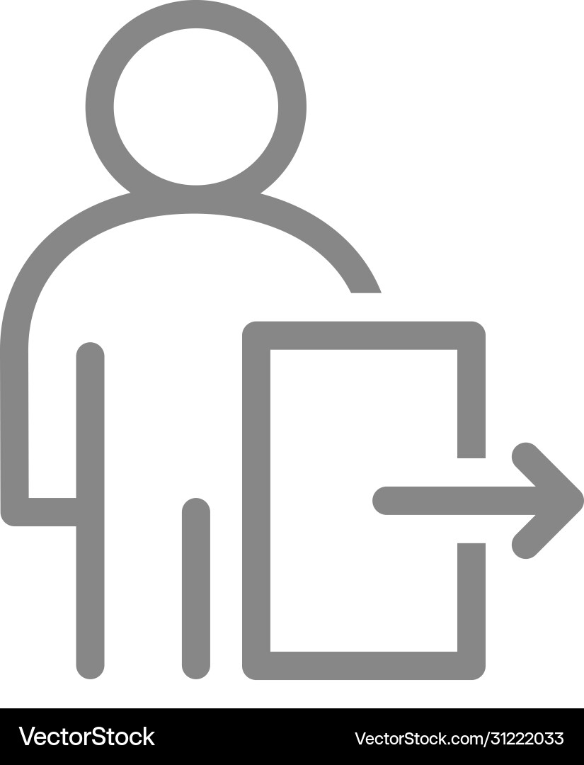 User profile with exit sign line icon public User profile with exit sign line icon public Vector Image